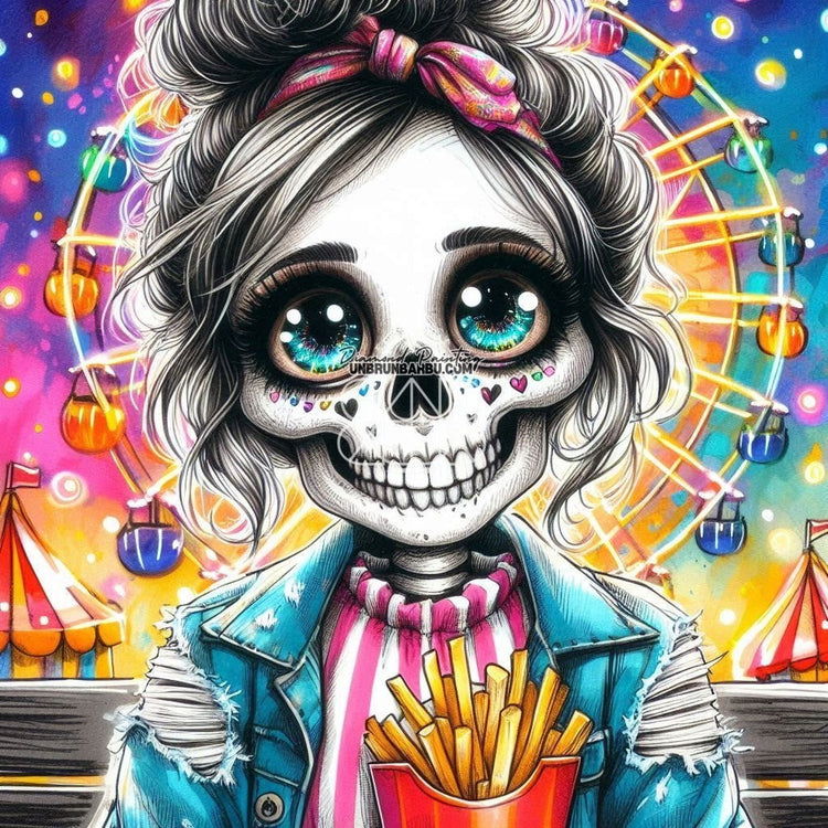 Soirée au Parc d'Attractions (80cm x 80cm) - UnBrunBarbu
