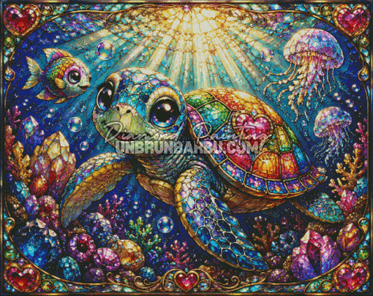 diamond painting tortue aux mille tresors rendu diamante