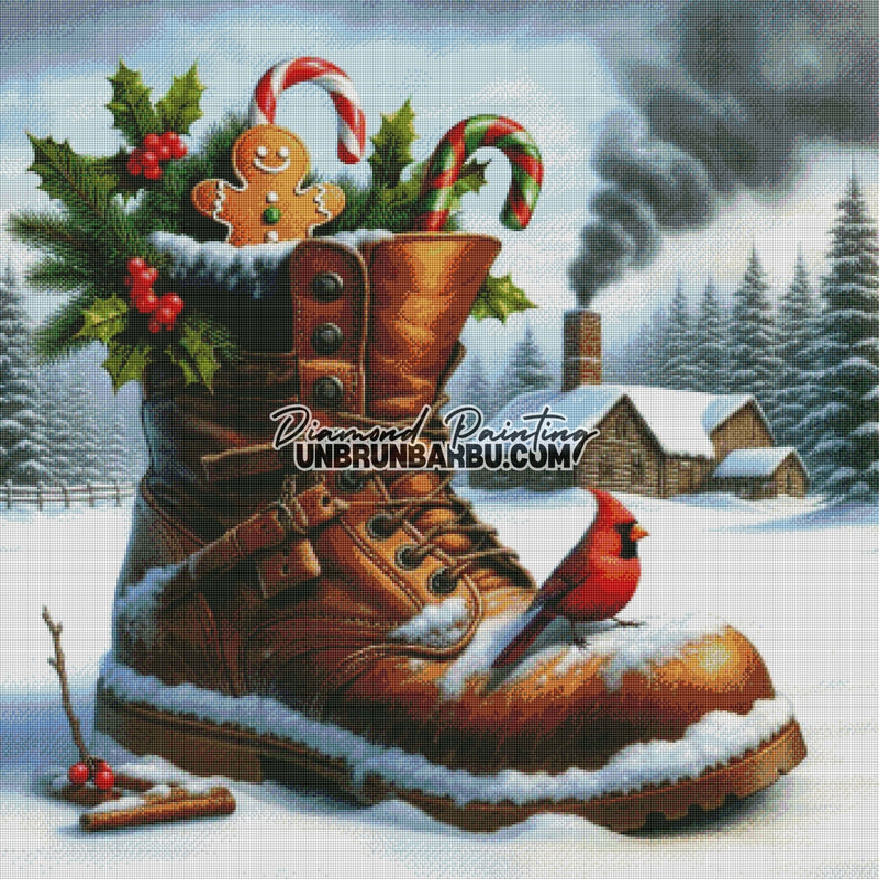 Trésor de Noël au creux de la botte (90cm x 90cm) - UnBrunBarbu