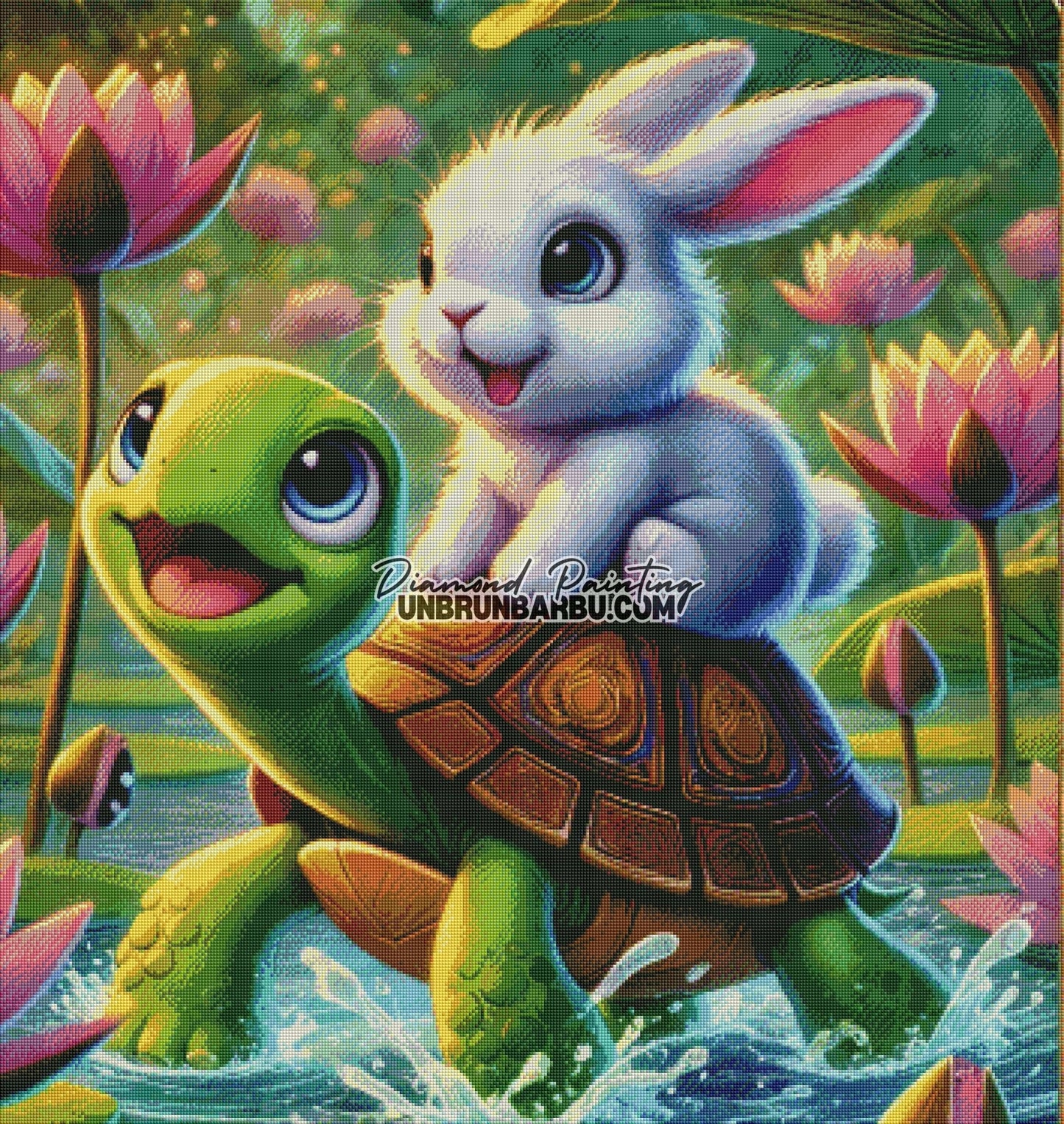 Voyage Enchanté au Pays des Lotus (90cm x 95cm) - UnBrunBarbu