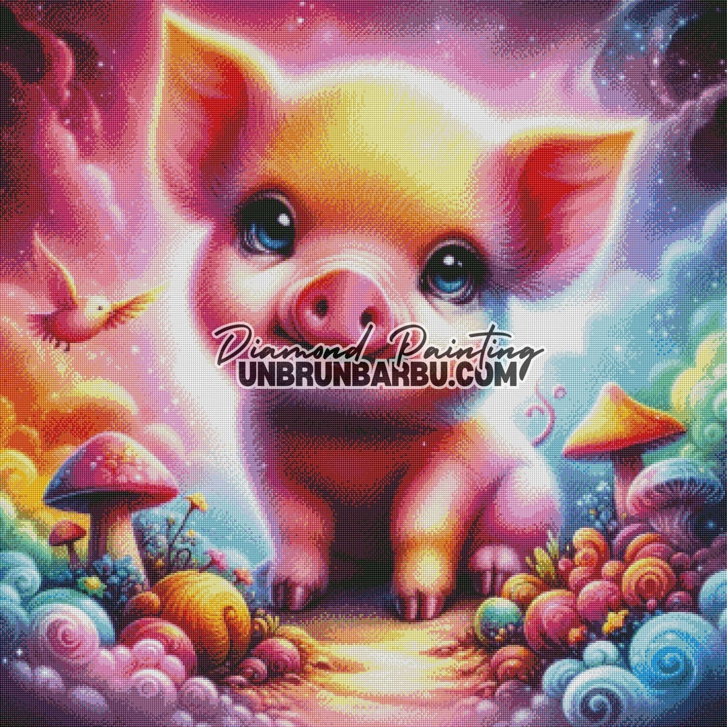 Voyage Enchanté du Petit Cochon (90cm x 90cm) - UnBrunBarbu