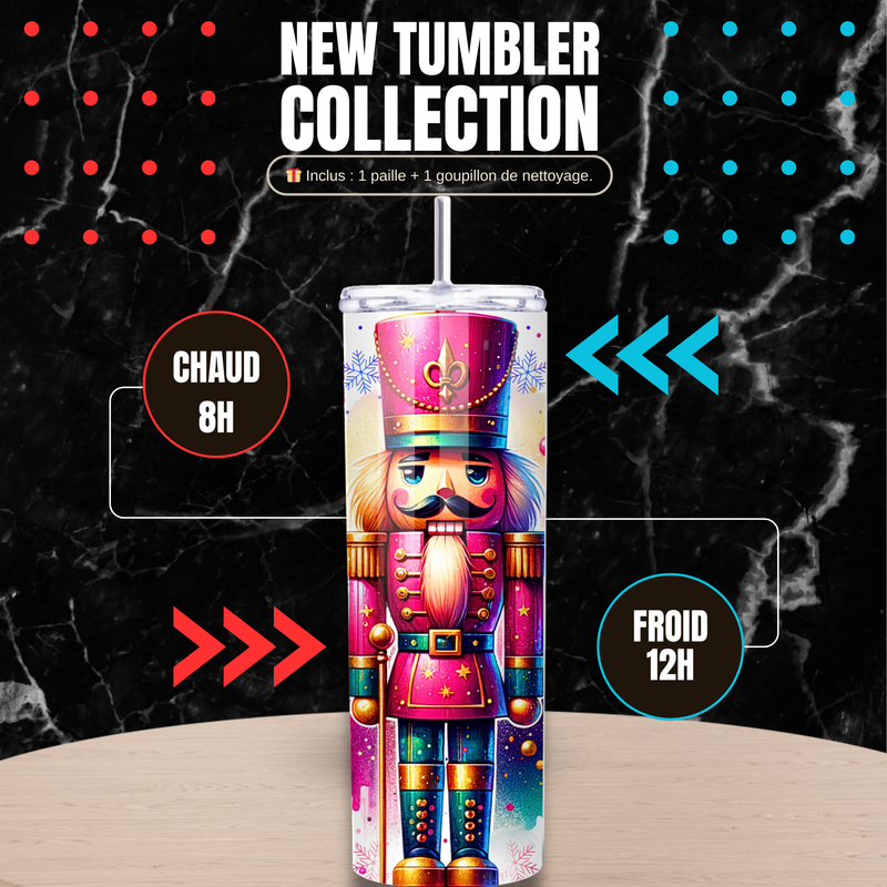 Tumbler Isotherme “Casse-Noisette Magique” – Fait Main (Paille & Goupillon inclus)
