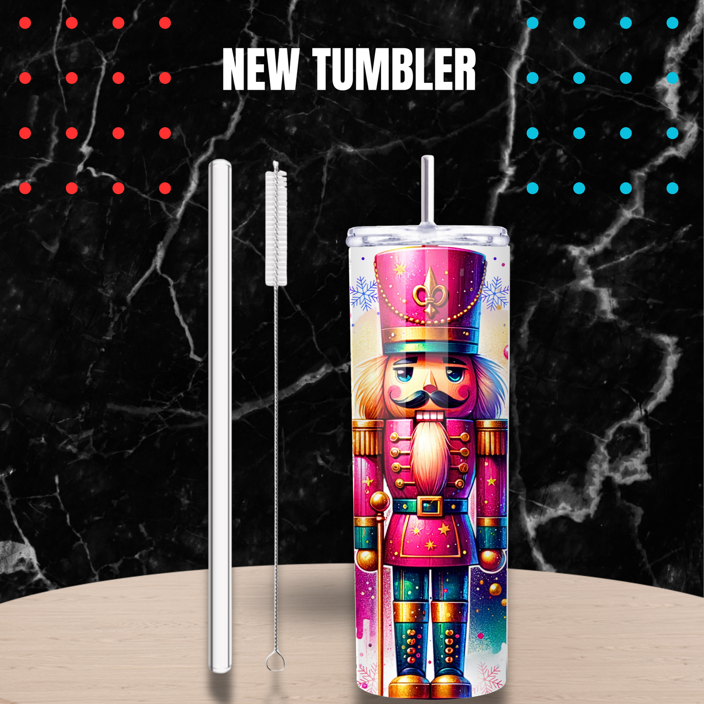 Tumbler Isotherme “Casse-Noisette Magique” – Fait Main (Paille & Goupillon inclus)