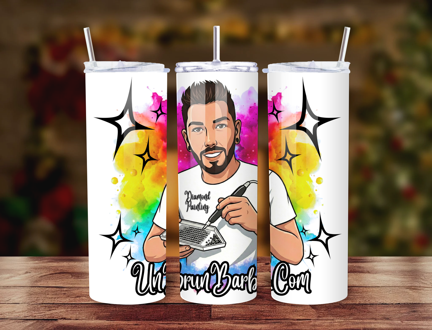 Tumbler Isotherme “UnBrunBarbu” – Fait Main (Paille & Goupillon inclus)