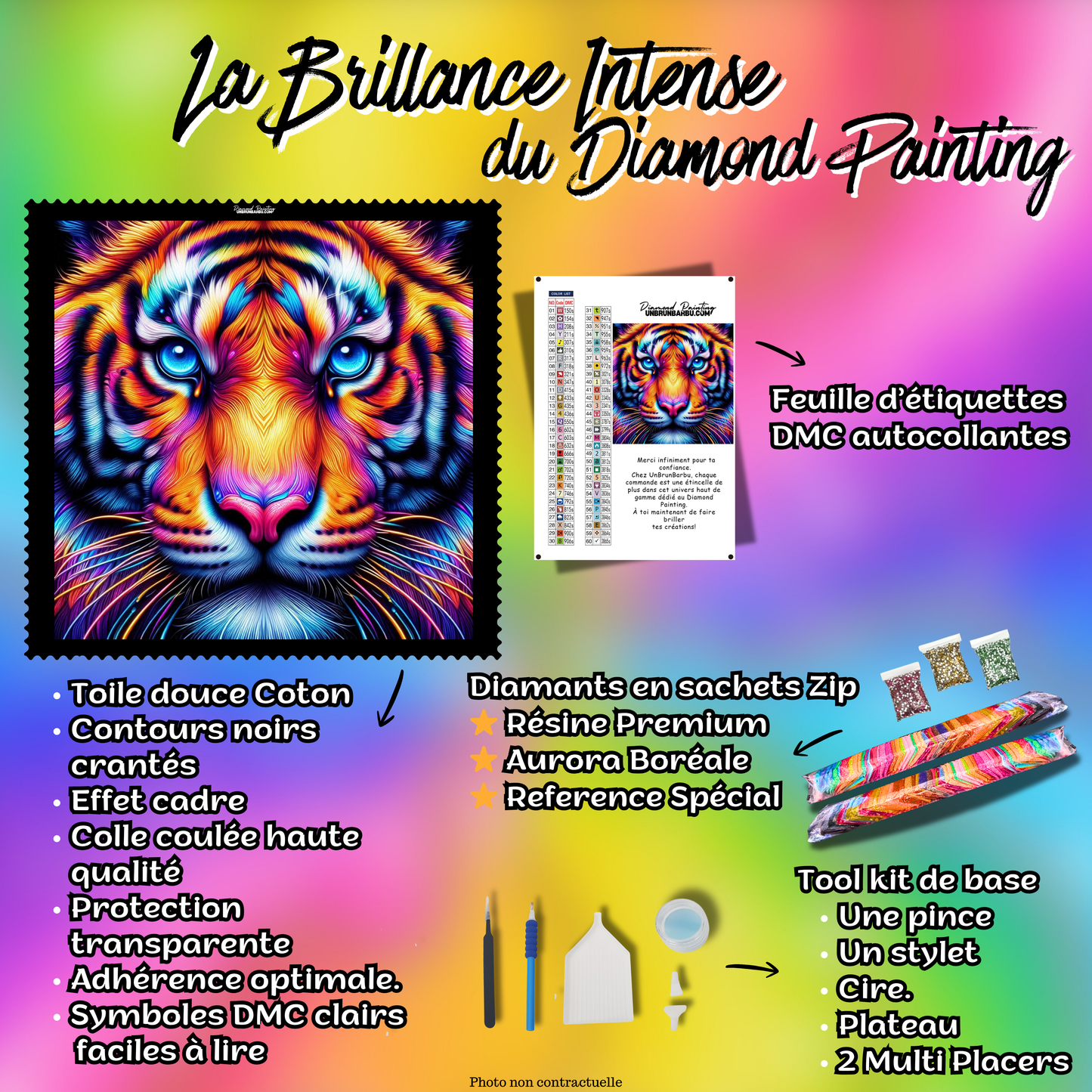 Diamond Painting - Tigre Néon – 70×70 cm