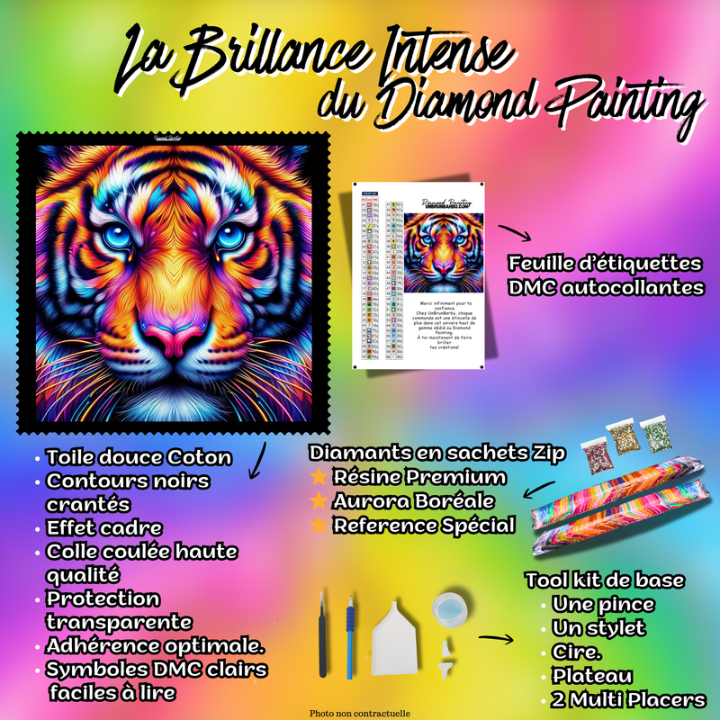 Diamond Painting - Tigre Néon – 70×70 cm