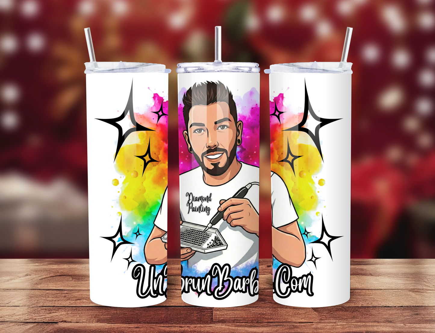 Tumbler Isotherme “UnBrunBarbu” – Fait Main (Paille & Goupillon inclus)