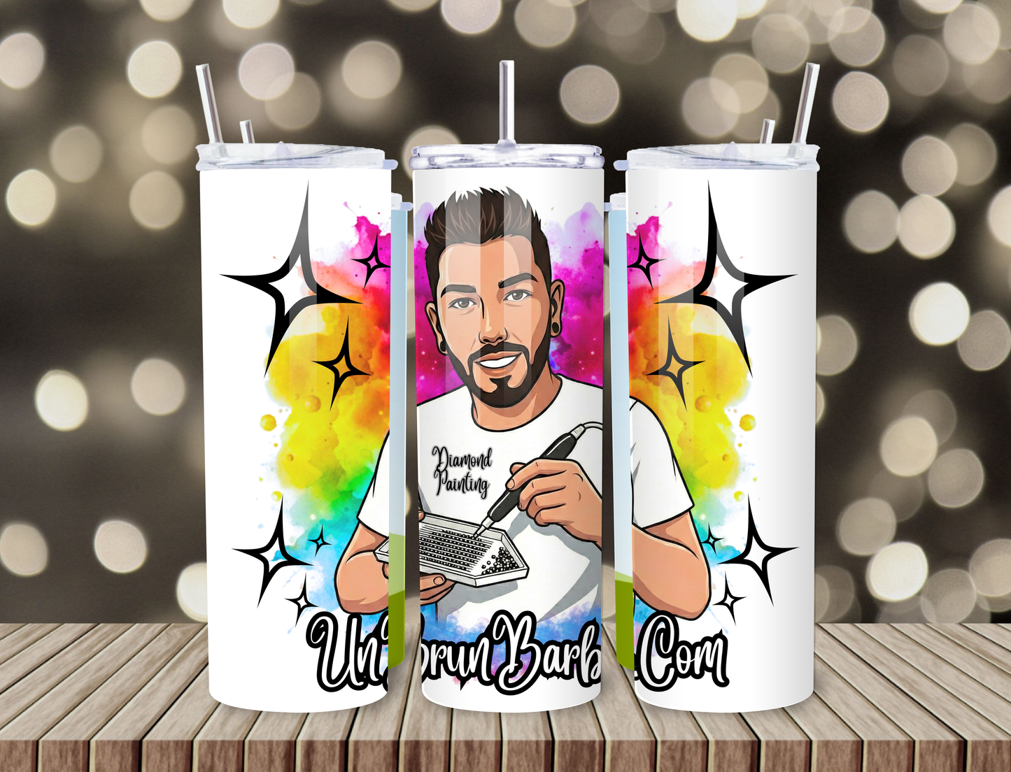 Tumbler Isotherme “UnBrunBarbu” – Fait Main (Paille & Goupillon inclus)