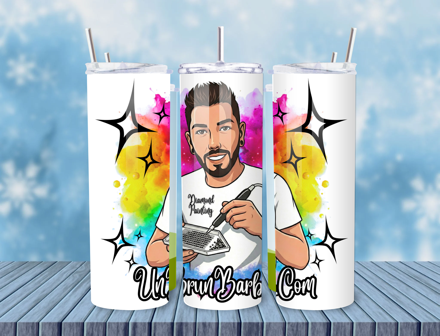 Tumbler Isotherme “UnBrunBarbu” – Fait Main (Paille & Goupillon inclus)