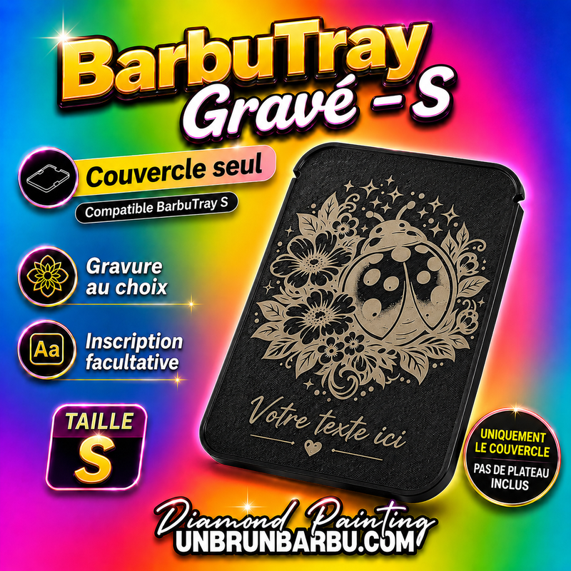 Couvercle BarbuTray Gravé S – Couvercle seul pour plateau Diamond Painting