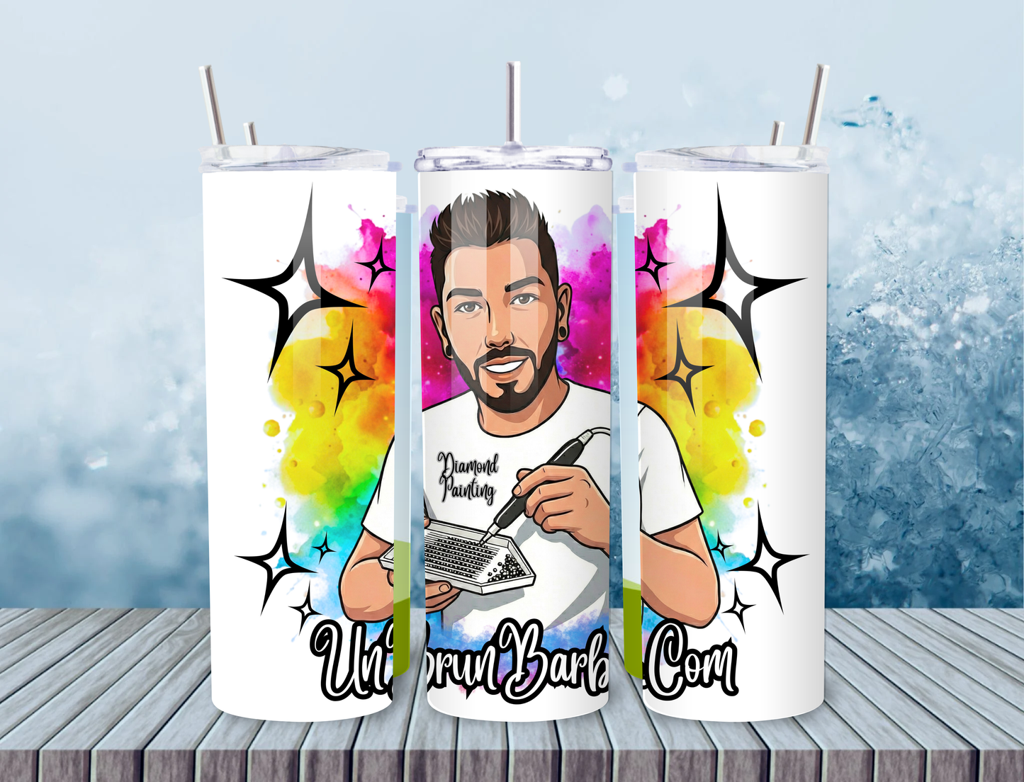 Tumbler Isotherme “UnBrunBarbu” – Fait Main (Paille & Goupillon inclus)