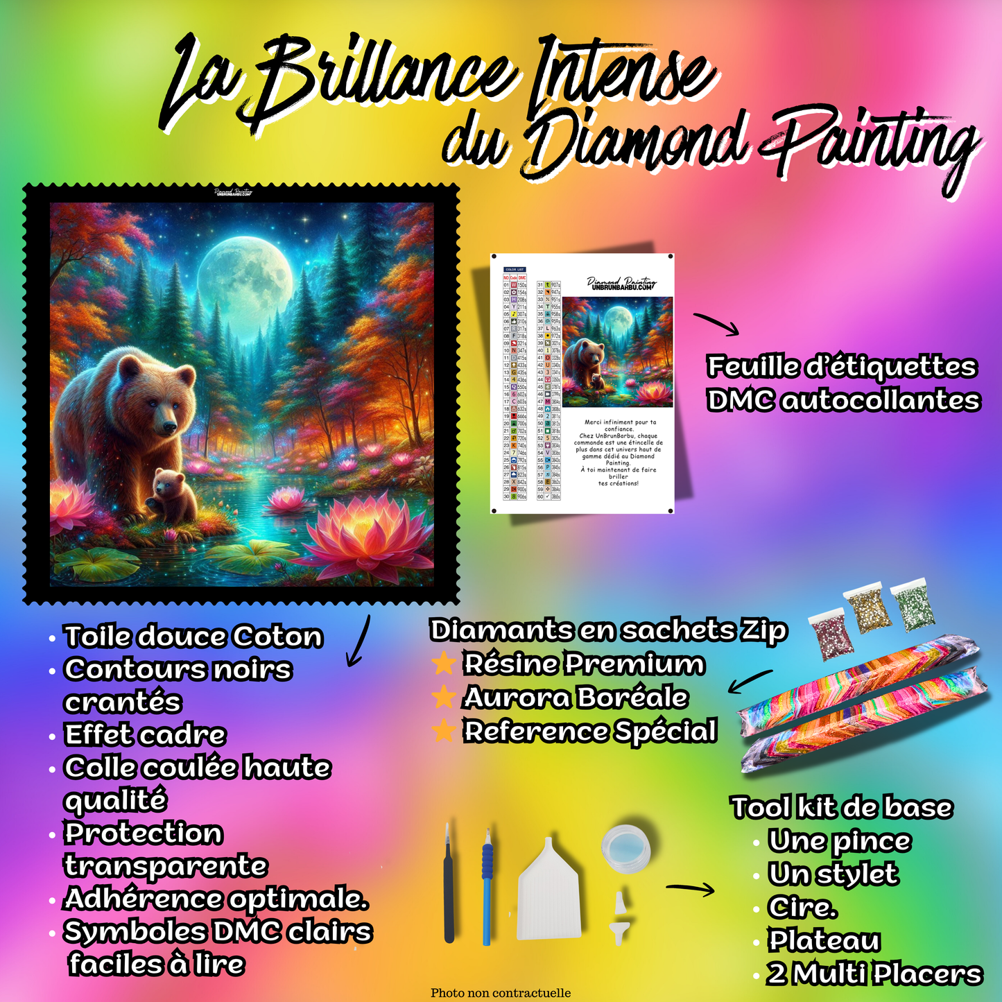 Diamond Painting - L’Ourse & Son Ourson – 120×120 cm