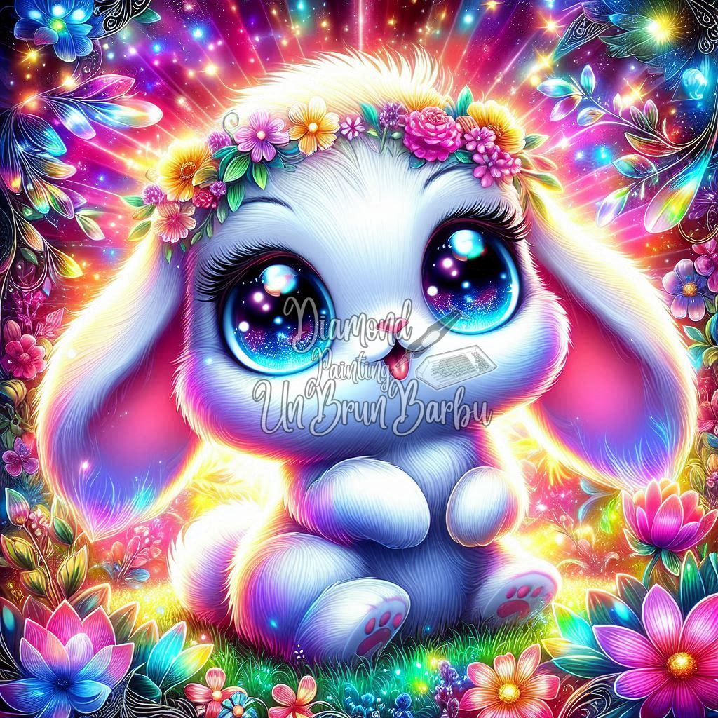 Adorable Lapin aux Yeux Galaxie (90cm x 90cm)
