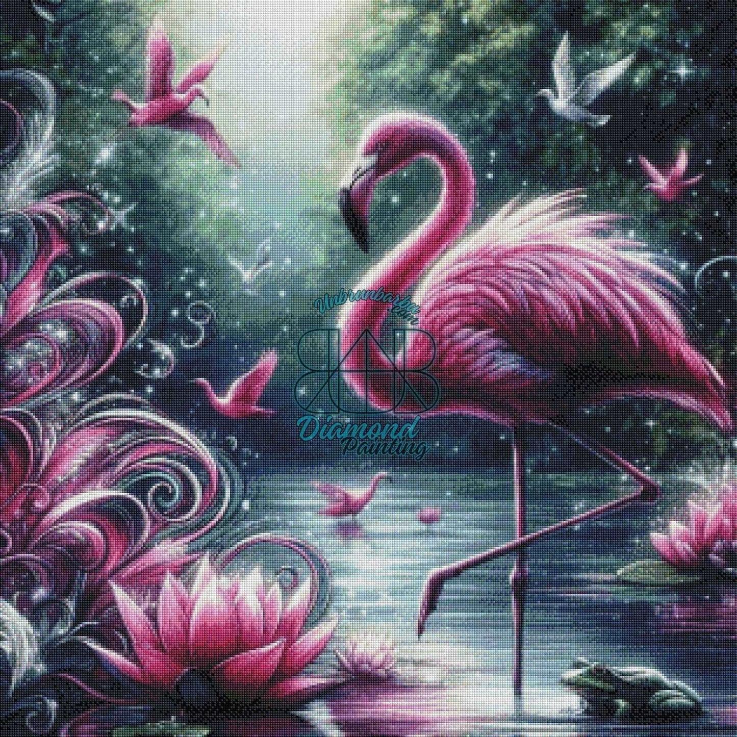 Ballet des Ailes Roses. (80cm x 80cm). - UnBrunBarbu