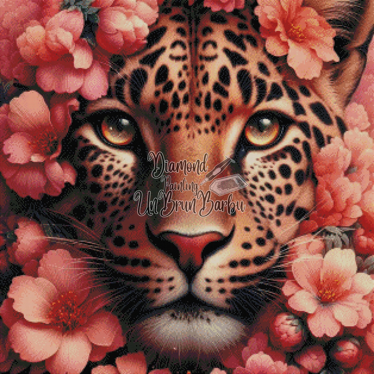 Beauté Sauvage au Cœur des Fleurs (80cm x 80cm)