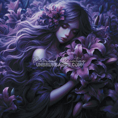 Diamond Painting - Belle Endormie aux Lys Violets (100cm x 100cm)
