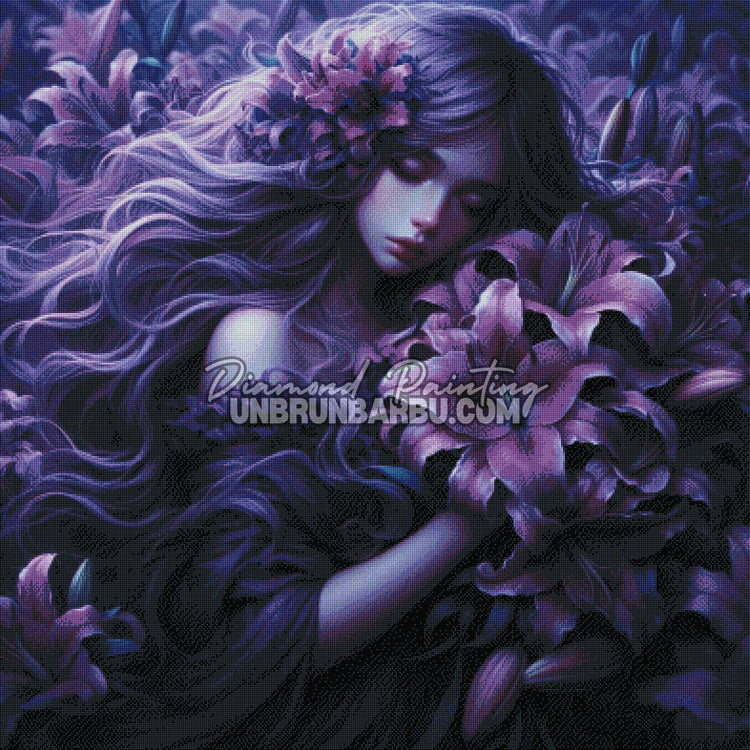 Diamond Painting - Belle Endormie aux Lys Violets (100cm x 100cm)