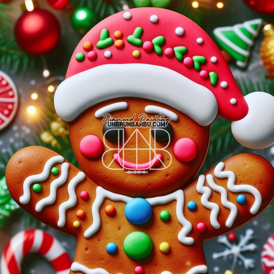 Bonhomme en Pain d'Épice de Noël (80cm x 80cm) - UnBrunBarbu