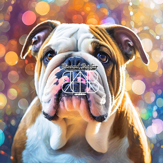 Bulldog Anglais, Lumières Bokeh (90cm x 90cm) - UnBrunBarbu