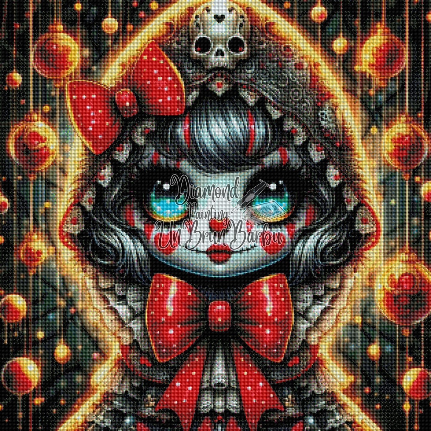 Charme Sombre du Nœud Rubis (80cm x 80cm)