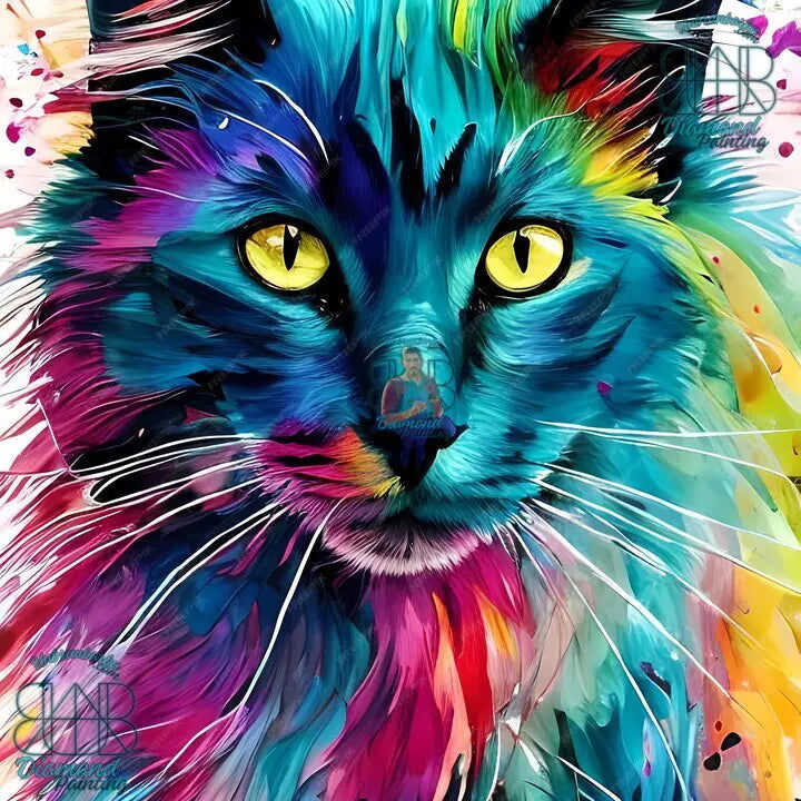 Chat Kaleidoscope. (80cm x 80cm). - UnBrunBarbu