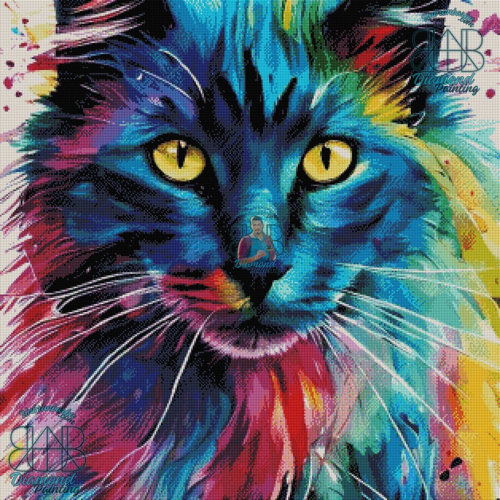 Chat Kaleidoscope. (80cm x 80cm). - UnBrunBarbu