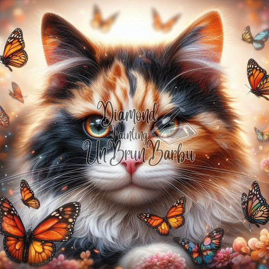 Chat murmure des Papillons (90cm x 90cm)
