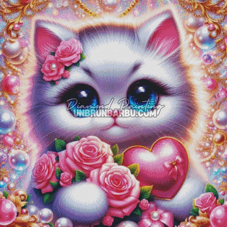 Diamond Painting - Chaton Cœur de Porcelaine (80cm x 80cm)