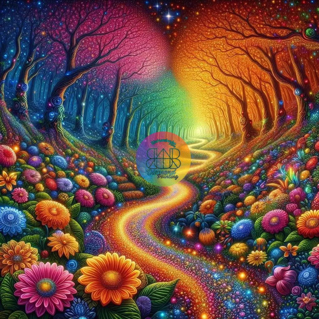 Chemin Enchanté. (100cm x 100cm). - UnBrunBarbu