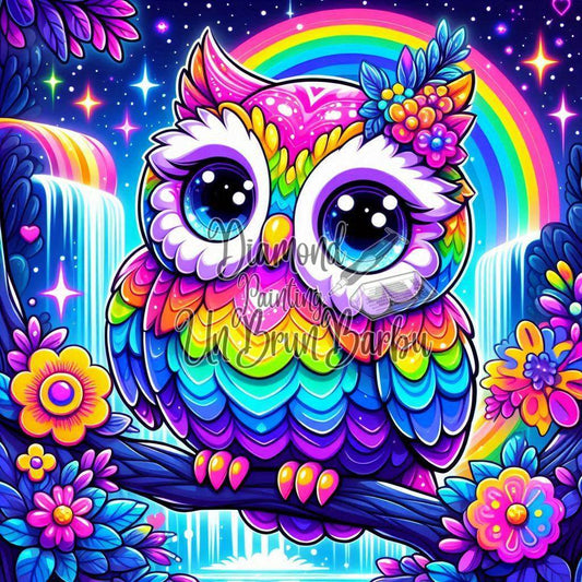 Chouette de la Cascade Magique (70cm x 70cm)
