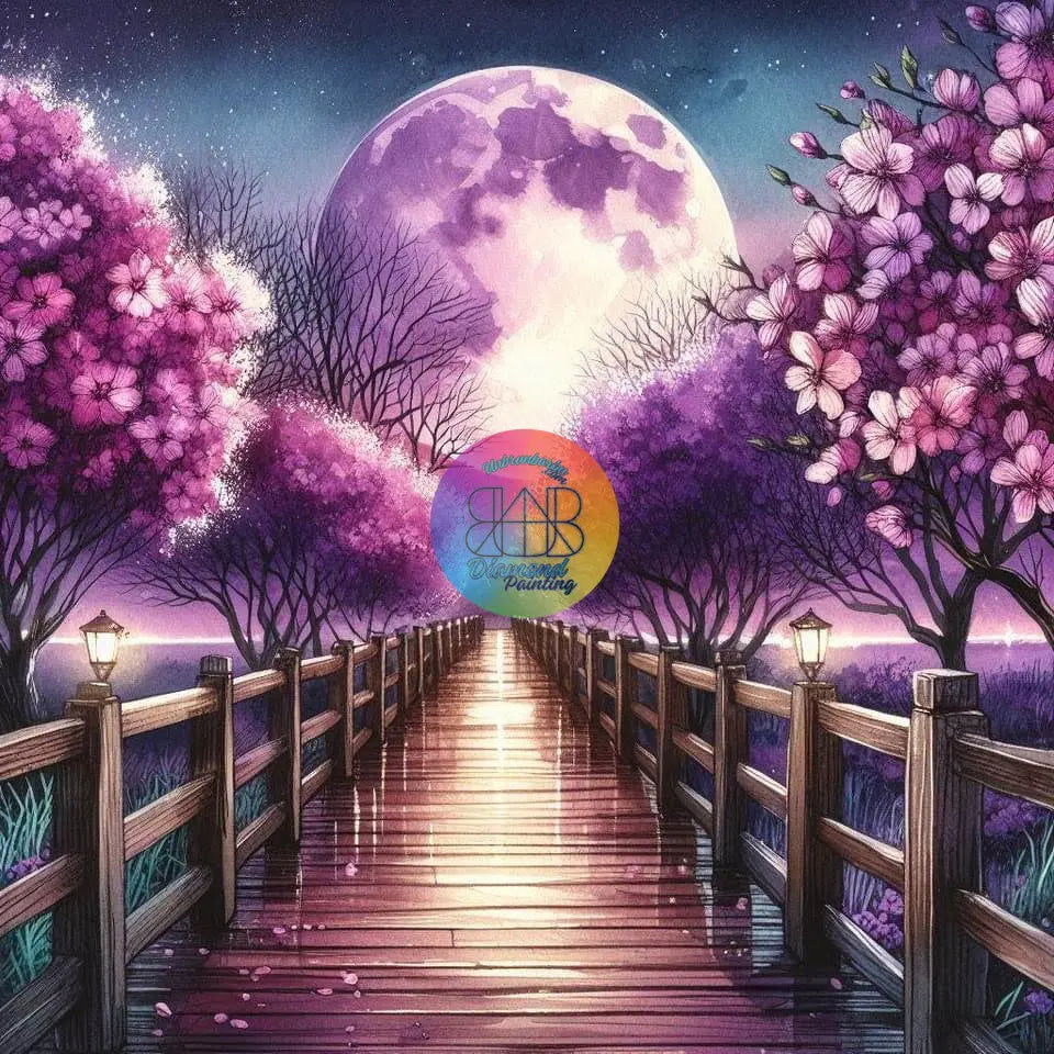 Clair de Floraison Pont de Lune. (80cm x 80cm). - UnBrunBarbu