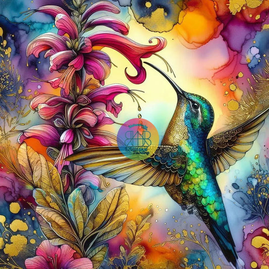 Colibri Plumes Iridescents. (80cm x 80cm). - UnBrunBarbu