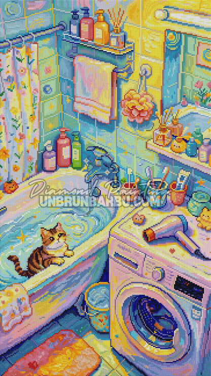 Diamond Painting – Le Bain du Petit Chat - 45x80 cm