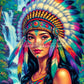 Diamond Painting - Amérindienne Guerrière aux Mille Plumes (80cm x 120cm)