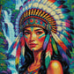 Diamond Painting - Amérindienne Guerrière aux Mille Plumes (80cm x 120cm)