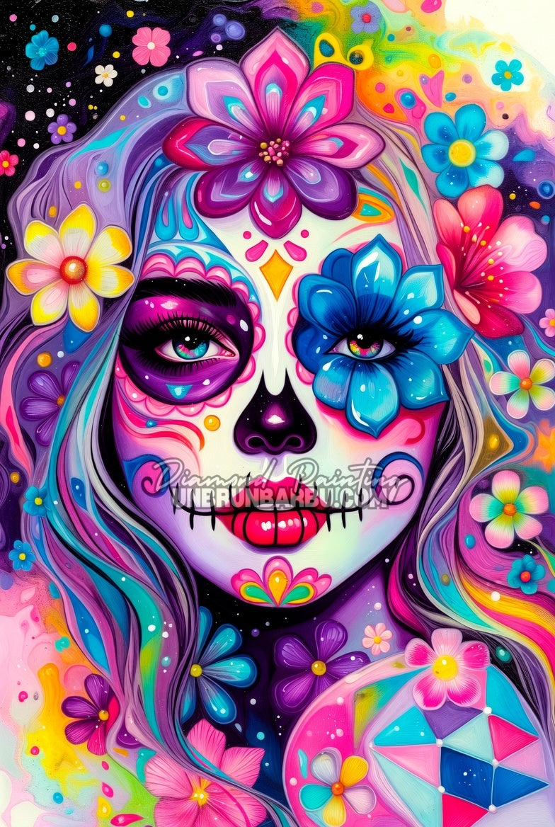 Diamond Painting - Calavera en Fleurs (60cm x 90cm)