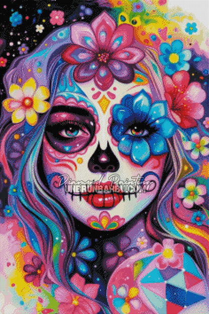 Diamond Painting - Calavera en Fleurs (60cm x 90cm)