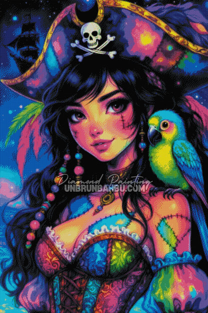 Diamond Painting - Capitaine Pirate & Perroquet de Fortune (80cm x 120cm)