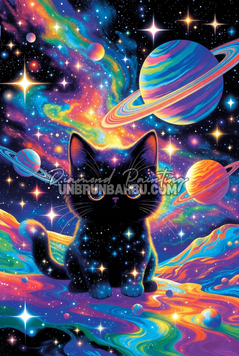 Diamond Painting - Chat Noir de la Voie Lactée (60cm x 90cm)