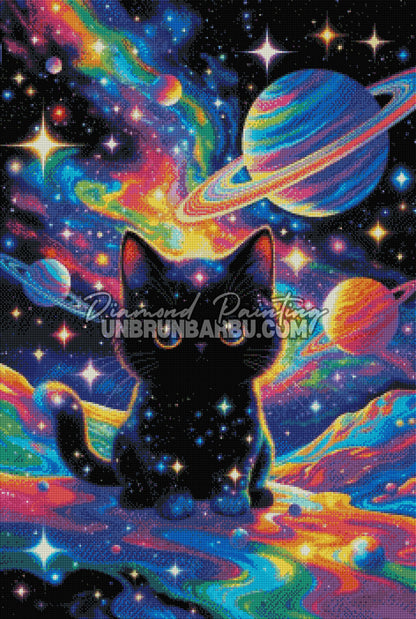 Diamond Painting - Chat Noir de la Voie Lactée (60cm x 90cm)