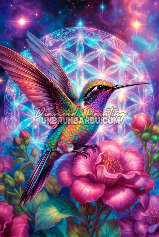 Diamond Painting - Colibri Fleur de Vie, Ailes de Lumière (70cm x 105cm)