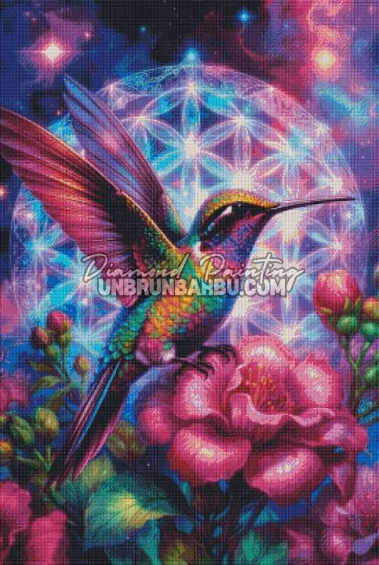 Diamond Painting - Colibri Fleur de Vie, Ailes de Lumière (70cm x 105cm)