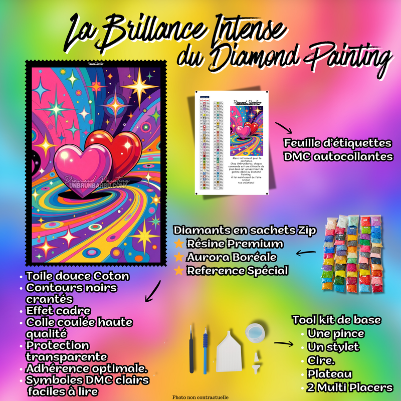 Diamond Painting - Deux Cœurs du Tourbillon (60cm x 90cm)