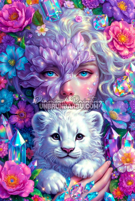 Diamond Painting - Douceur du Lion et de la Fée des Fleurs (80cm x 120cm)