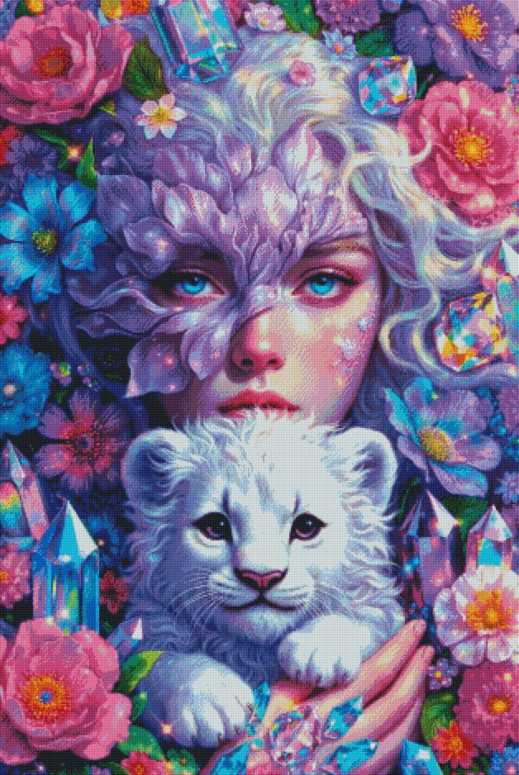 Diamond Painting - Douceur du Lion et de la Fée des Fleurs (80cm x 120cm)