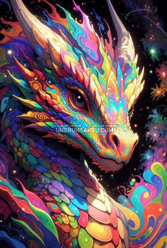 Diamond Painting - Dragon Écailles aux Mille Couleurs (70cm x 105cm)