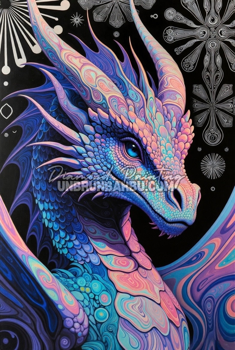 Diamond Painting - Dragon Opale des Runes Nocturnes (70cm x 105cm)