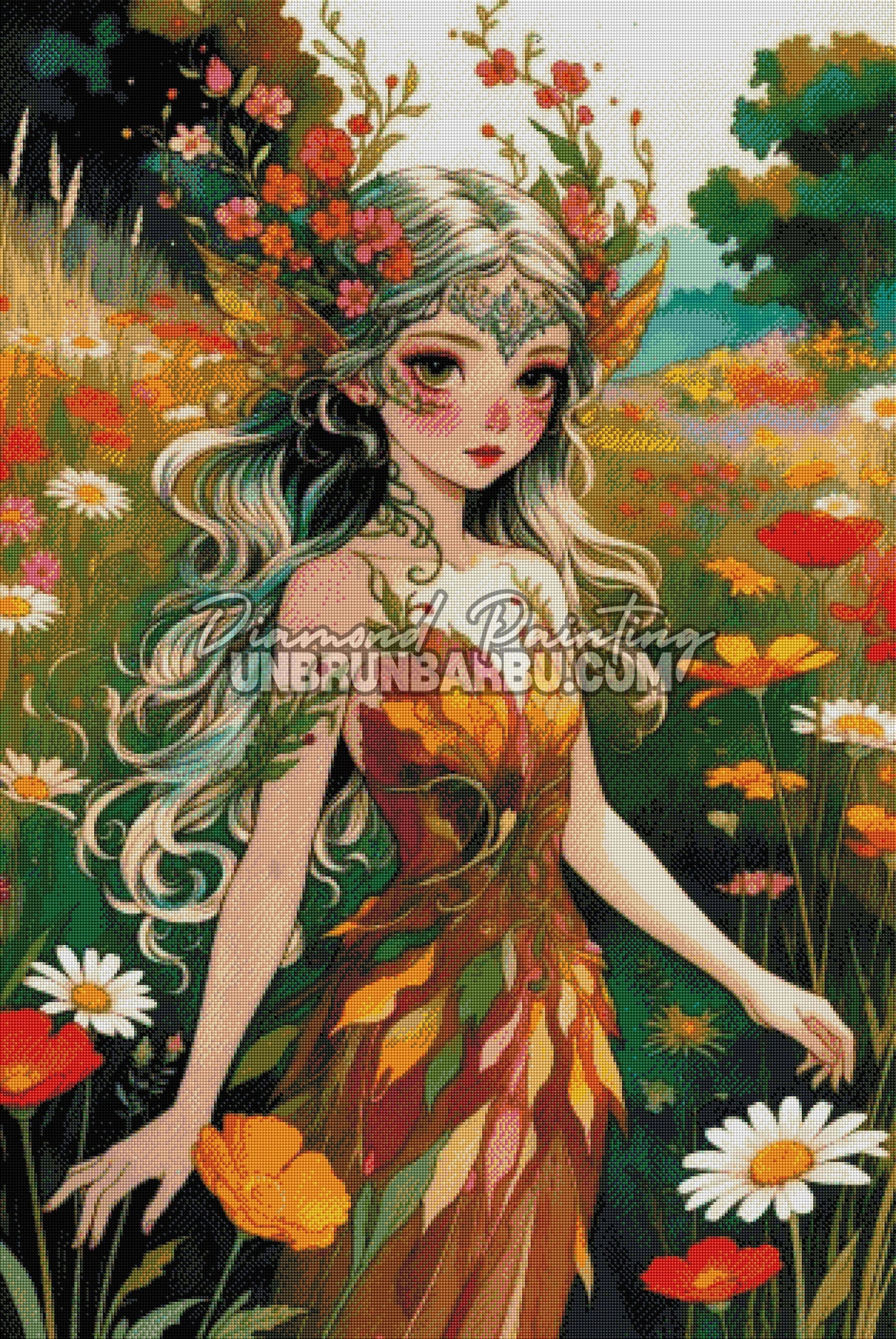 Diamond Painting - Enchantresse des Champs en Fleur (80cm x 120cm)