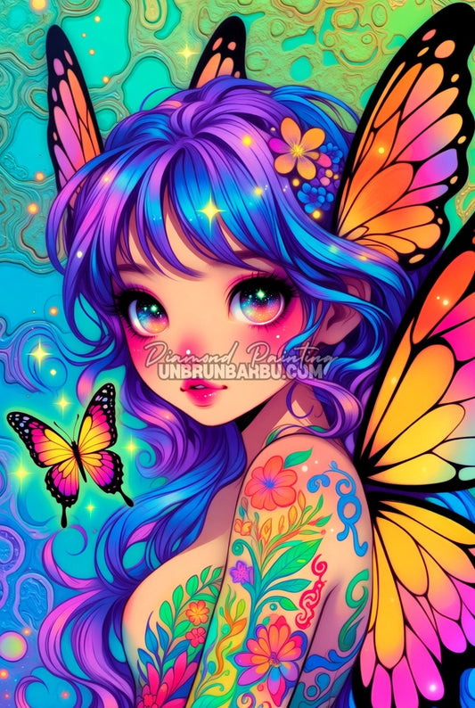 Diamond Painting - Fée Papillon Floraison Magique (70cm x 105cm)