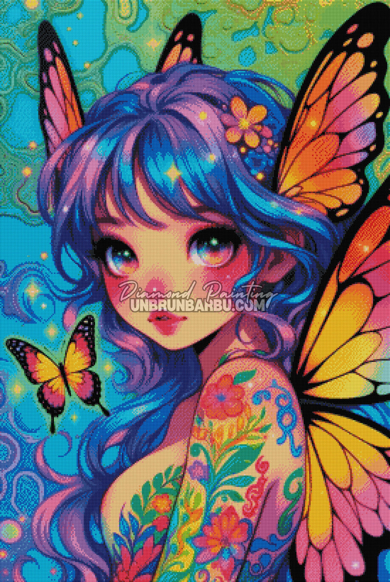 Diamond Painting - Fée Papillon Floraison Magique (70cm x 105cm)